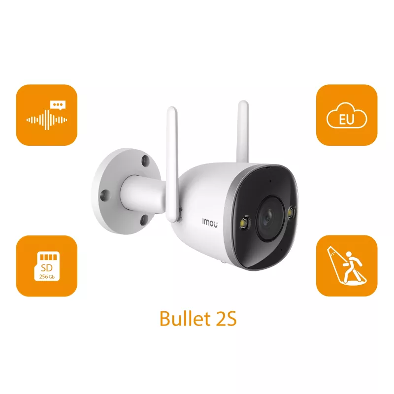 Imou Bullet 2S IP drošības kamera, āra, 1080P, krāsu nakts redzamība, H.265