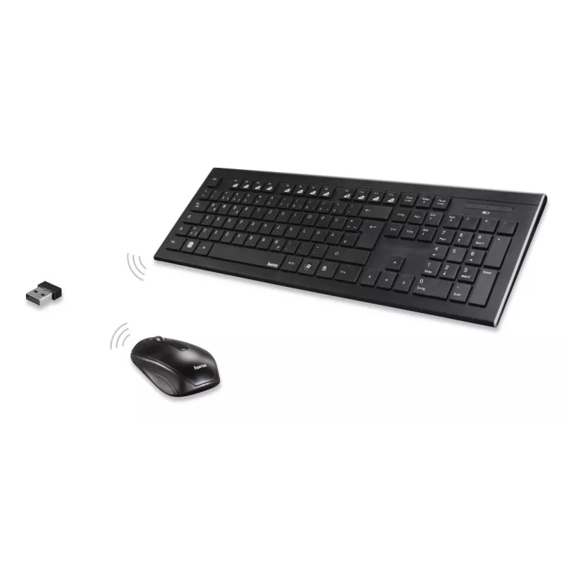 Hama Cortino bezvadu tastatūras un peles komplekts, QWERTY, melns
