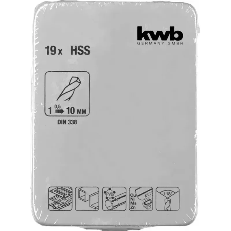 Urbju komplekts KWB 421944 19 gab. 1.0 - 10 mm Spiralurbji