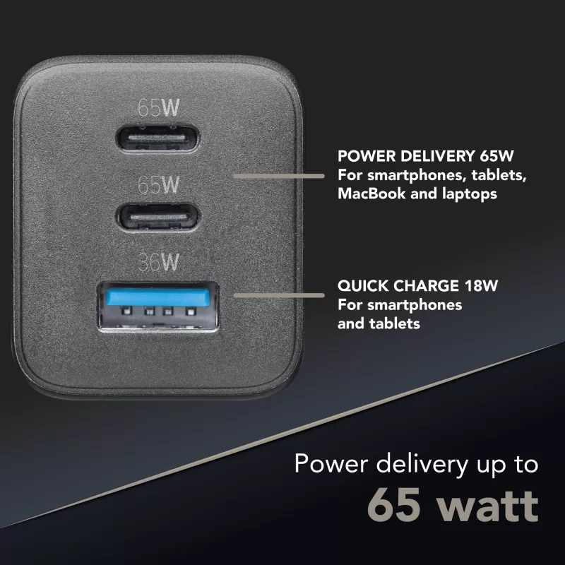 Cellularline Multipower Micro 65W – Īpaši kompakts 65W ātrais lādētājs ar 3 portiem