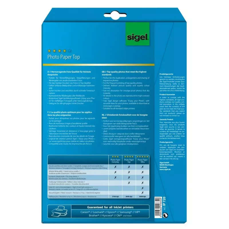 Foto papīrs Gloss Sigel InkJet Top A4