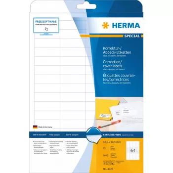 HERMA korekcijas/pārklājuma uzlīmes A4 48,3x16,9 mm 1600 gab.