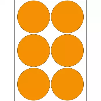 Daudzfunkciju etiķetes HERMA 2284 luminiscējoši oranžas apaļas 50mm 144 gab.