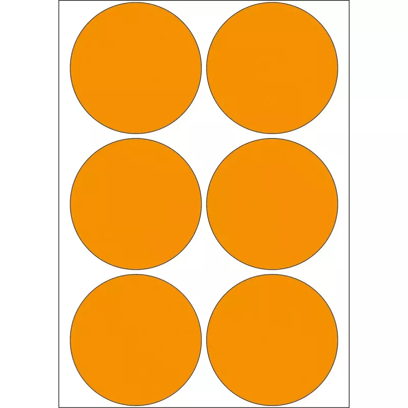 Daudzfunkciju etiķetes HERMA 2284 luminiscējoši oranžas apaļas 50mm 144 gab.