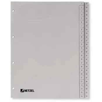 Rexel PP starplapas, pelēkas, ciparu, A4, 1 gab.