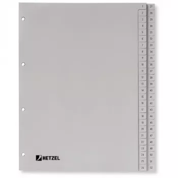 Rexel PP starplapas, pelēkas, ciparu, A4, 1 gab.