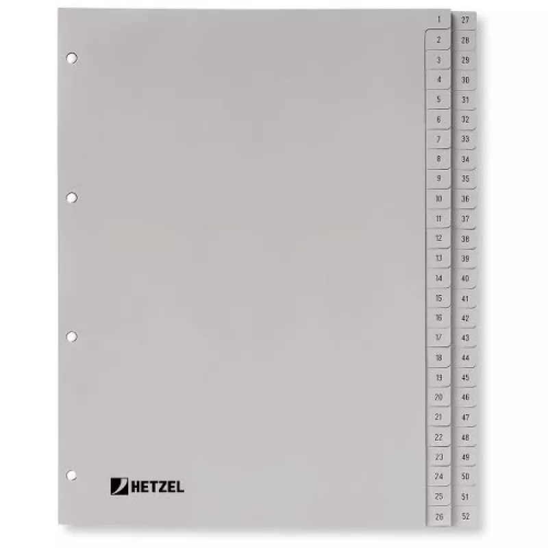 Rexel PP starplapas, pelēkas, ciparu, A4, 1 gab.
