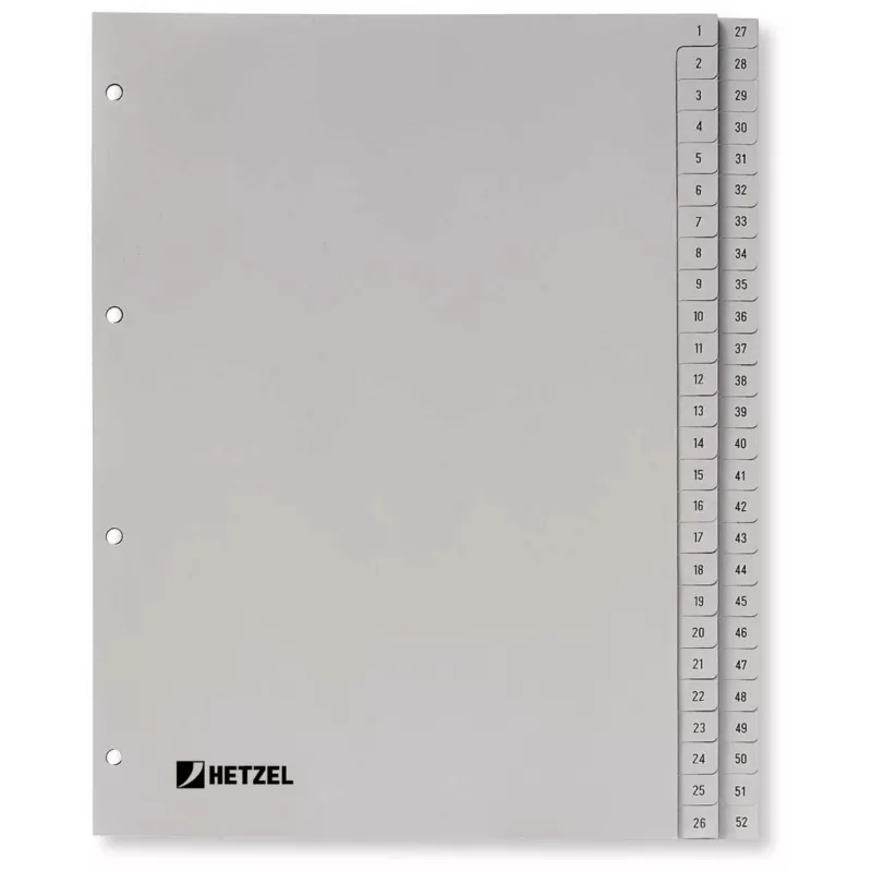 Rexel PP starplapas, pelēkas, ciparu, A4, 1 gab.