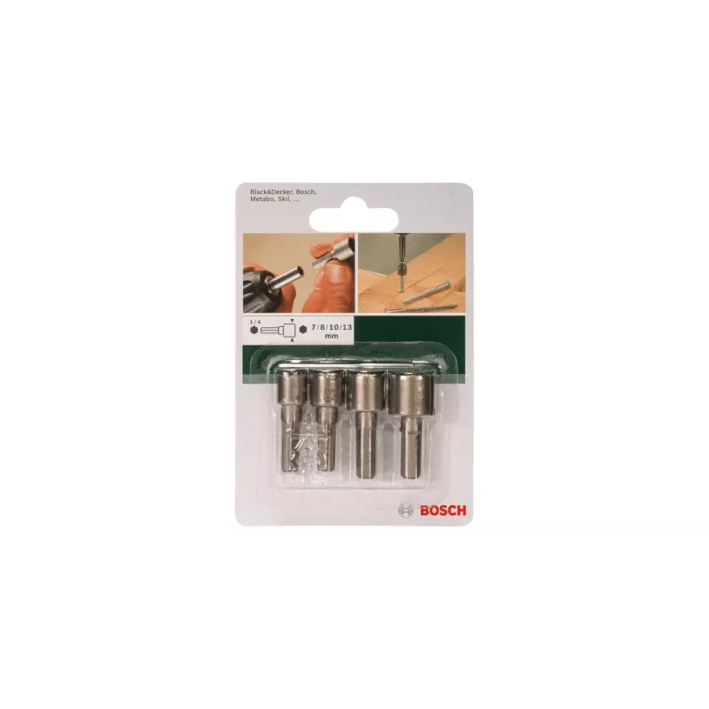 Bosch 2609255904 galatslēgas uzgaļu komplekts ar 1/4 collu sešstūra kātu, 4 gab.