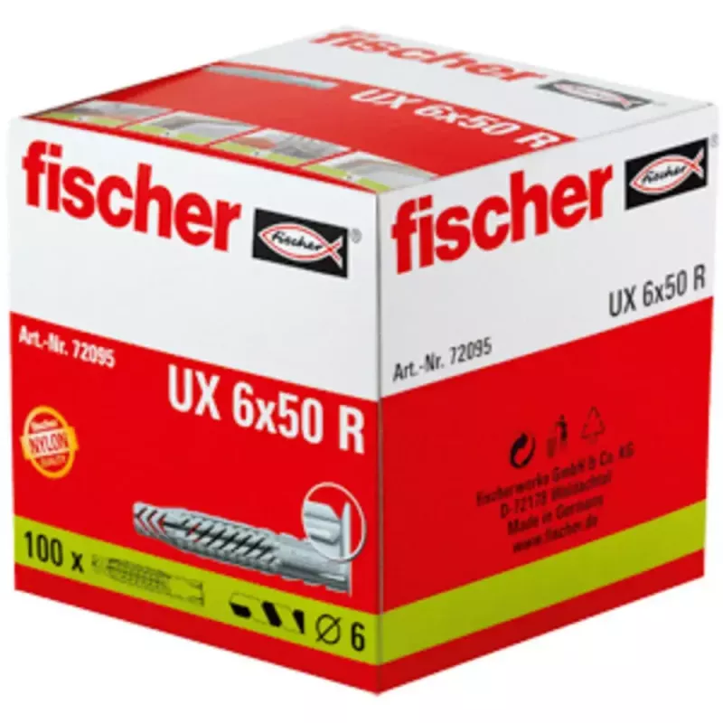 Sienas dībelis Fischer 72095 50 mm, 6 mm, 100 gab.