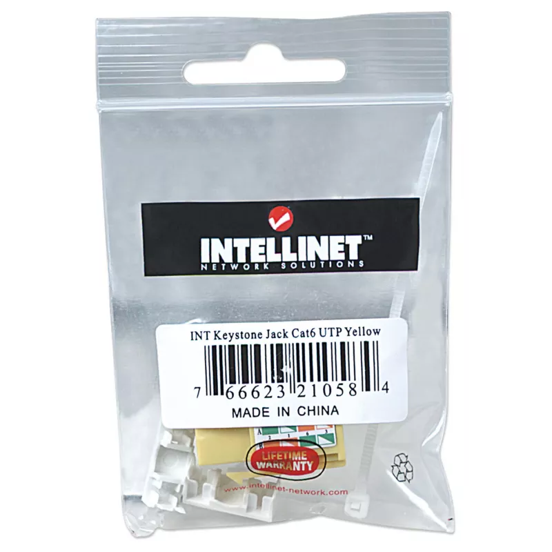Intellinet Keystone Jack, Cat6, UTP, Punch-down, Dzeltens, Plakans