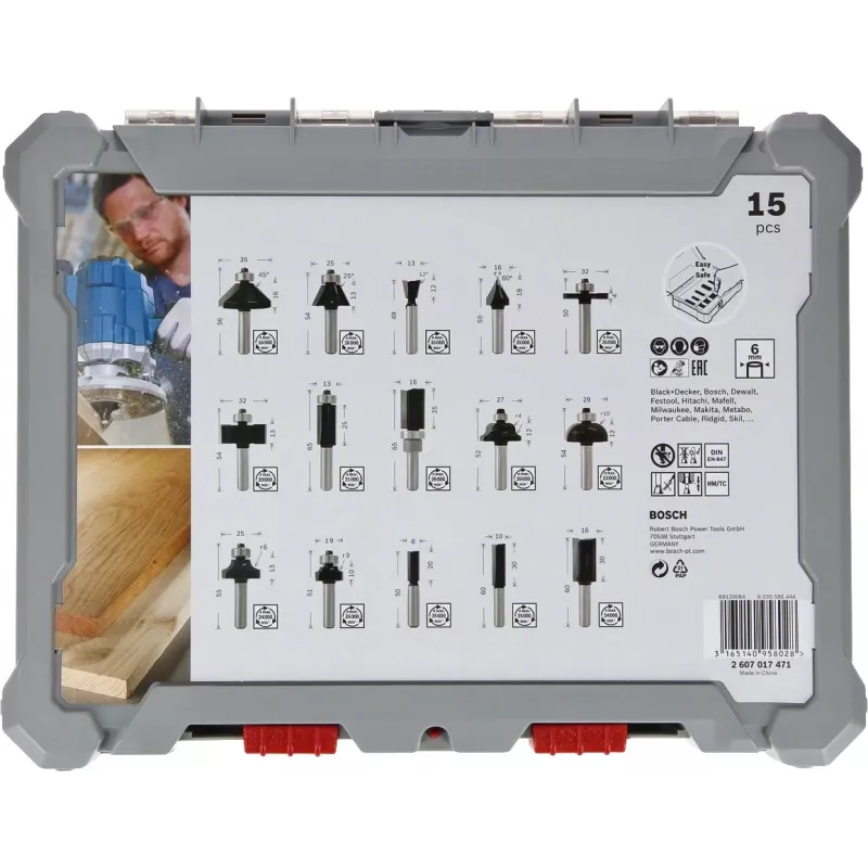 Bosch 2607017473 Frēzes uzgaļu komplekts 15 gab.