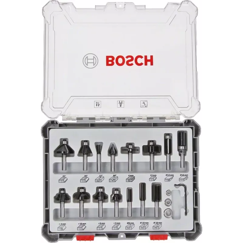Bosch 2607017473 Frēzes uzgaļu komplekts 15 gab.