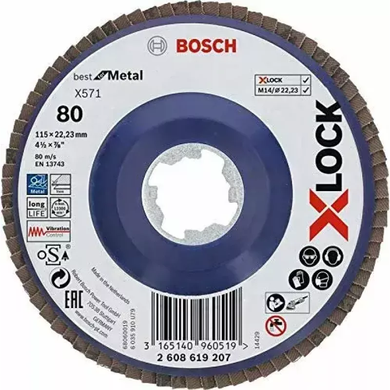 Slīpēšanas disks Bosch 115 mm, grauds 80, modelis 2608619207