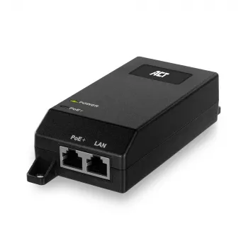 ACT Gigabit PoE+ (30W) Inžektors, Gigabit Ethernet, 10/100/1000 Mbit/s, IEEE 802.3af/at, Melns