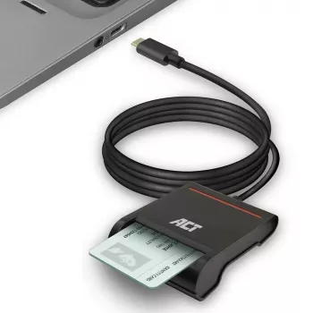 ACT AC6020 ārējais USB-C viedkaršu lasītājs eID, melns