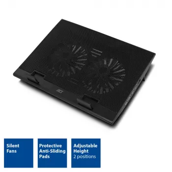 ACT AC8105 datora statīvs ar ventilatoru, 2 augstuma pozīcijas, 4 portu USB centrmezgls
