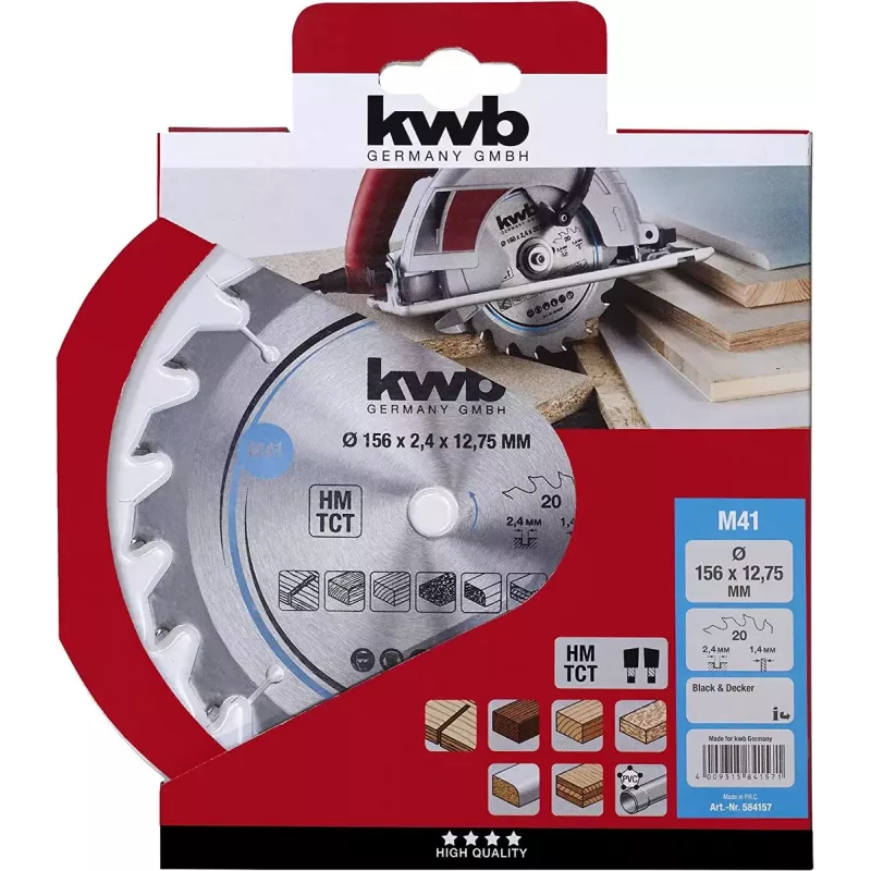 Ripzāģa asmens KWB 584157 18.4 cm skaidu plātnei, cietkokam, plastmasai, mīkstkokam
