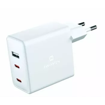 SWISSTEN Travel Charger GaN 70W 2×USB-C ātrs lādētājs klēpjdatoriem un telefoniem