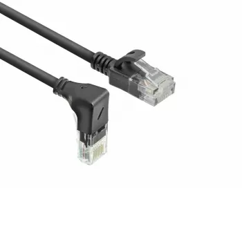 ACT Black 2m U/UTP CAT6A LSZH Slimline savienojuma kabelis ar RJ45 savienotājiem 90° leņķī uz leju un taisnu