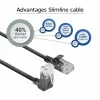 ACT Black 3 m U/UTP CAT6A LSZH Slimline patch kabelis ar RJ45 savienotājiem 90° leņķī uz augšu līdz taisnam