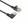 ACT Black 0.25 m U/UTP CAT6A LSZH Slimline patch vads ar RJ45 savienotājiem 90° leņķī pa labi uz taisno