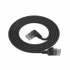 ACT Black 0.25 m U/UTP CAT6A LSZH Slimline patch vads ar RJ45 savienotājiem 90° leņķī pa labi uz taisno