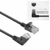 ACT Black 0.25 m U/UTP CAT6A LSZH Slimline patch vads ar RJ45 savienotājiem 90° leņķī pa labi uz taisno