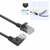 ACT Black 0.25 m U/UTP CAT6A LSZH Slimline patch vads ar RJ45 savienotājiem 90° leņķī pa labi uz taisno