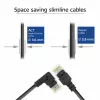 ACT Black 0.25 m U/UTP CAT6A LSZH Slimline patch vads ar RJ45 savienotājiem 90° leņķī pa labi uz taisno