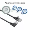 ACT Black 0.25 m U/UTP CAT6A LSZH Slimline patch vads ar RJ45 savienotājiem 90° leņķī pa labi uz taisno