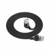ACT Black 0.5 m U/UTP CAT6A LSZH plāns lēciena kabelis ar RJ45 90° leņķa savienotāju