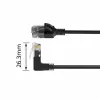 ACT Black 0.15 m U/UTP CAT6A LSZH plāns plākstera kabelis ar RJ45 savienotājiem 90° leņķī uz augšu līdz taisnam