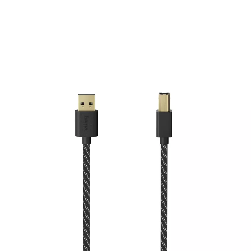 Hama 00201001 USB kabelis USB 2.0 1.5 m USB A USB B Melns, Sudrabs