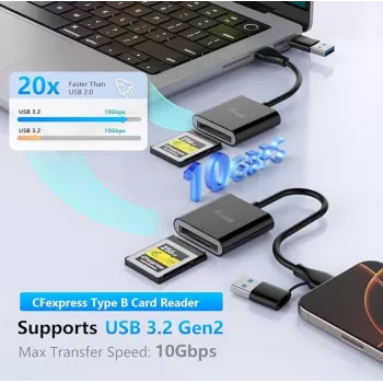 Karšu lasītājs Equip 245461 USB 3.2 Gen 2 Type-C Melns CFexpress 2.0