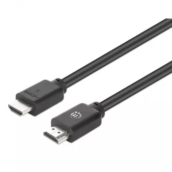 Manhattan HDMI kabelis 4K@60Hz ar Ethernet, 2m, Piemērots visiem 4K un 1080p/HD lietojumiem - gan tagadējai uzlabošanai, gan rezervei nākotnei, Vīrišķais-vīrišķais, Melns, Ultra HD 4k x 2k, Mūža garantija, Premium High Speed, Ekvivalents HDMM2MP