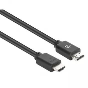 Manhattan HDMI kabelis 4K@60Hz ar Ethernet, 2m, Piemērots visiem 4K un 1080p/HD lietojumiem - gan tagadējai uzlabošanai, gan rezervei nākotnei, Vīrišķais-vīrišķais, Melns, Ultra HD 4k x 2k, Mūža garantija, Premium High Speed, Ekvivalents HDMM2MP