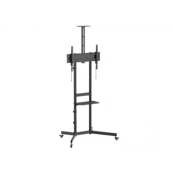 TV Trolley EQUIP 37–70 coll. Economy 37–70 coll. ekrāniem, 70 kg, VESA 100x100–600x400, augstums 1337–1430 mm, slīpums -10°–5°, melns
