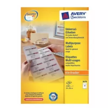 Avery 3670 Baltas uzlīmes printerim