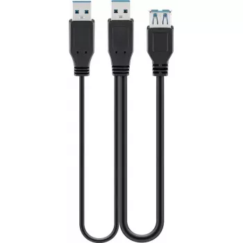 USB kabelis Goobay 3.0 0.3m USB 3.2 Gen 1 2x USB A Melns