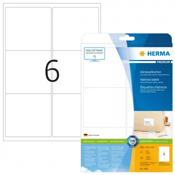 HERMA Premium adrešu uzlīmes A4 99,1x93,1 mm, 150 gab.