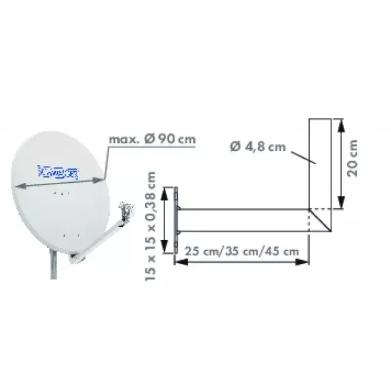 Schwaiger WAH25A 001 montāžas kronšteins satelītantennām (nerūsējošais tērauds un alumīnijs)