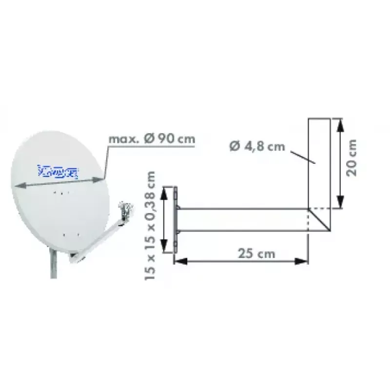 Schwaiger WAH25A 001 montāžas kronšteins satelītantennām (nerūsējošais tērauds un alumīnijs)