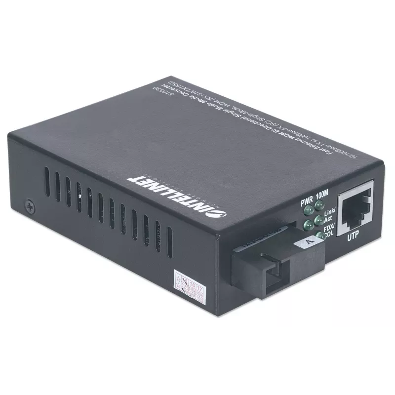 Intellinet Fast Ethernet WDM vienmodas mediju pārveidotājs, 10/100Base-Tx uz 100Base-Fx (SC), 20 km, WDM (Rx1310/Tx1550)