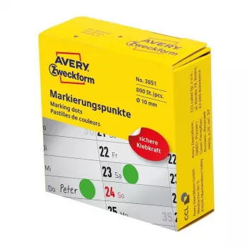 Avery 3851 pašlīmējošā etiķete apaļa Pastāvīgi zaļa 800 gab