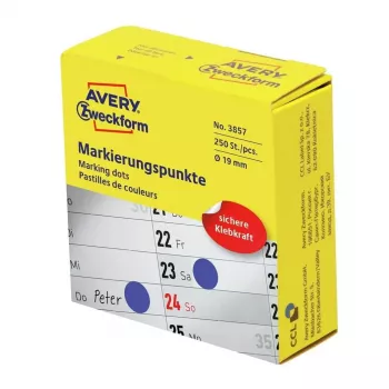 Avery 3857 pašlīmējošā etiķete apaļa Pastāvīga Zila 250 gab.
