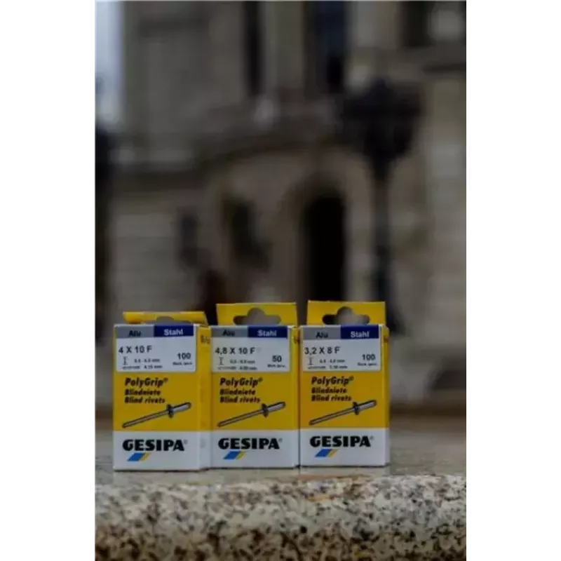 Aklā kniede GESIPA 1432060 Nerūsējošais tērauds Pelēka 6,5mm galva 3,2mm kāts 8mm garums