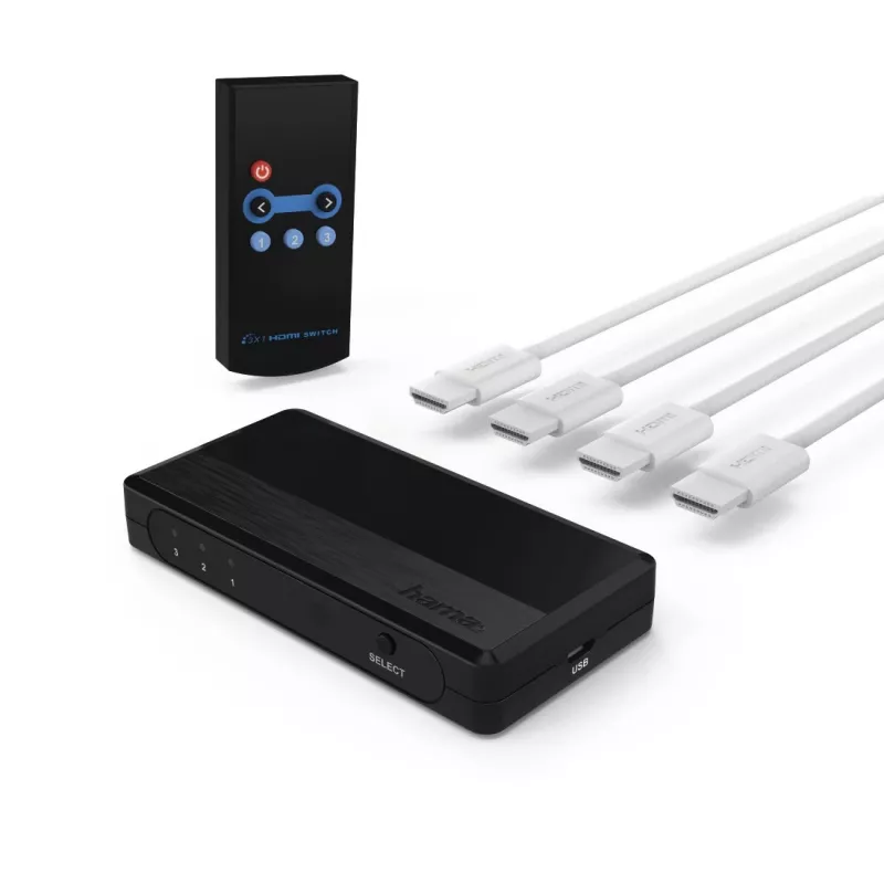 Hama 00121760 Video Slēdzis HDMI Melns 1080p DTS-HD Dolby Digital