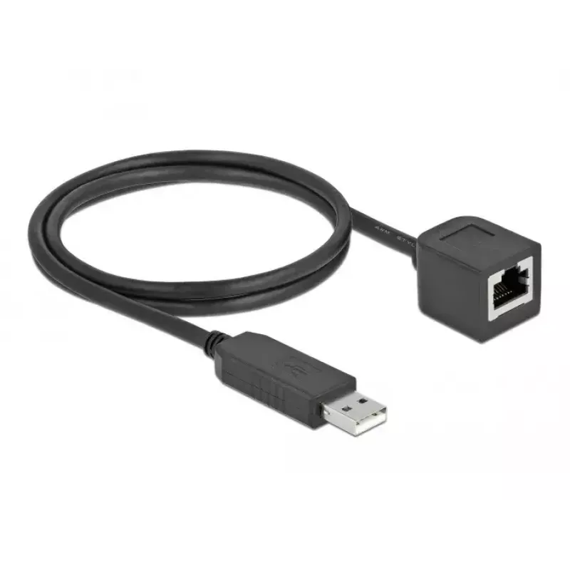Savienojuma kabelis DeLOCK 64164 USB 2.0 Type-A uz RS-232 RJ45 1m melns