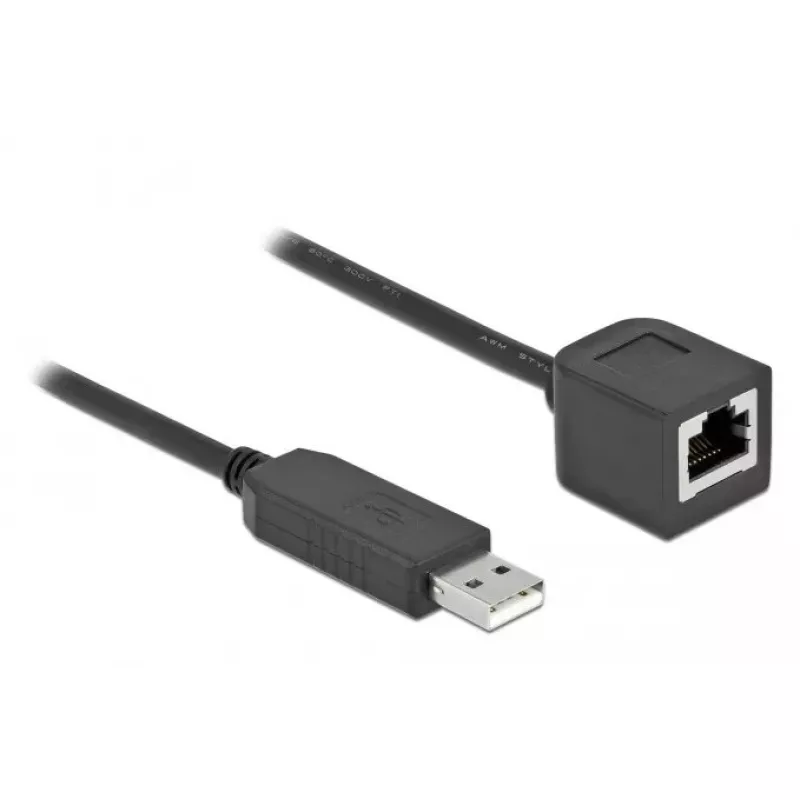 Savienojuma kabelis DeLOCK 64164 USB 2.0 Type-A uz RS-232 RJ45 1m melns